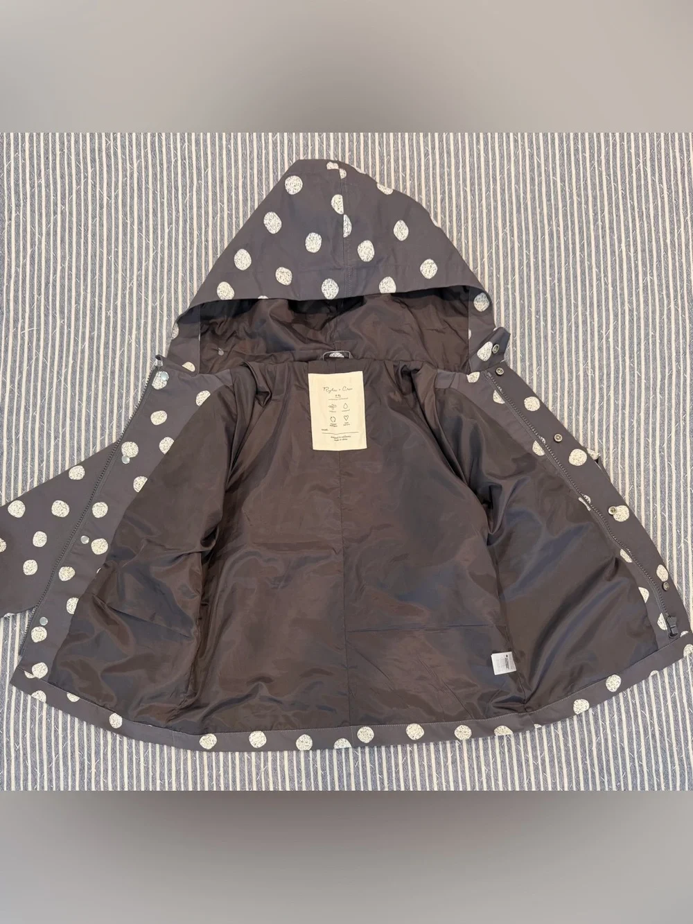 🔥SOLD🔥 Rylee + Cru Girls Outerwear Polka-Dot Raincoat Charcoal Gray